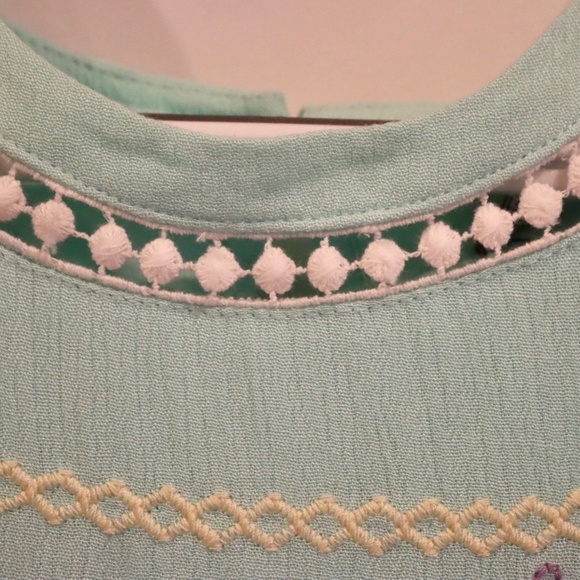 TRIXXI GIRL Hi-Lo Sleeveless Girls Mint Green Gauze Dress Embroidered. NWT - Picture 6 of 9